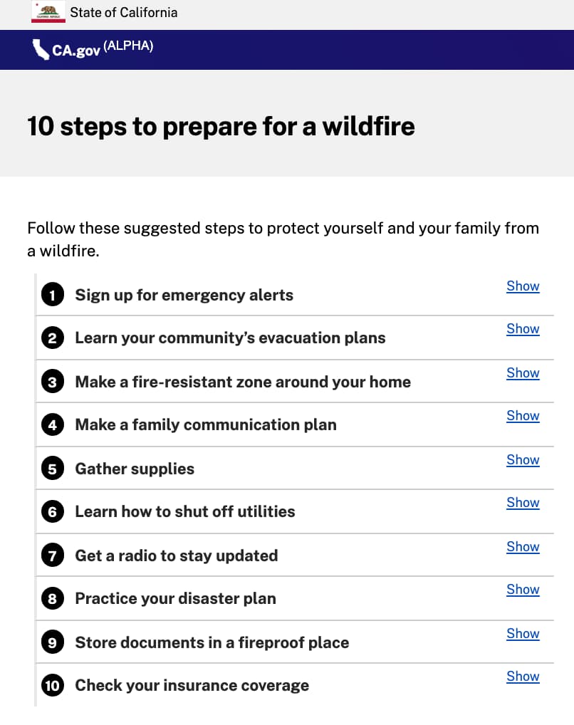 Prepare for a wildfire prototype.
